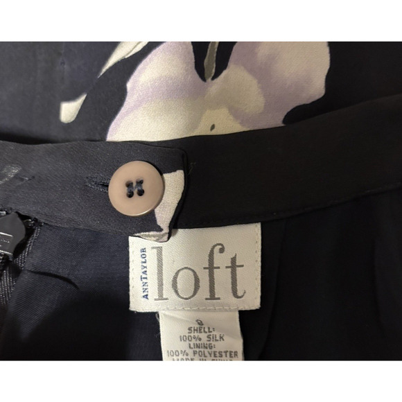 Ann Taylor LOFT Skirt 8 Maxi Long Silk Blue Floral - Picture 9 of 9